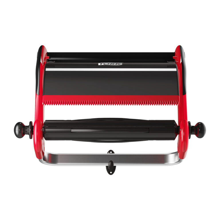 Laikiklis pramoniniam popieriui Tork Performance Wall Stand W1 (652108), pakabinamas, raudonos/juodos spalvos, metalinis