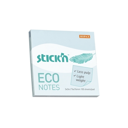 Lipnūs lapeliai StickN, 21747, Eco, 76x76mm, 100 lapelių, melsvos spalvos