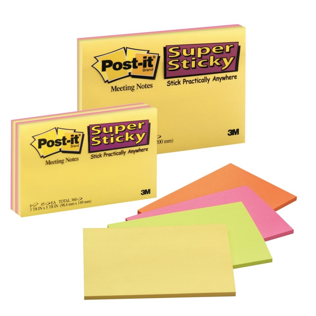 Lapeliai super lipnūs susitikimų užrašams Post-it® 149×98,4mm 4 vnt. po 45 lapeliai