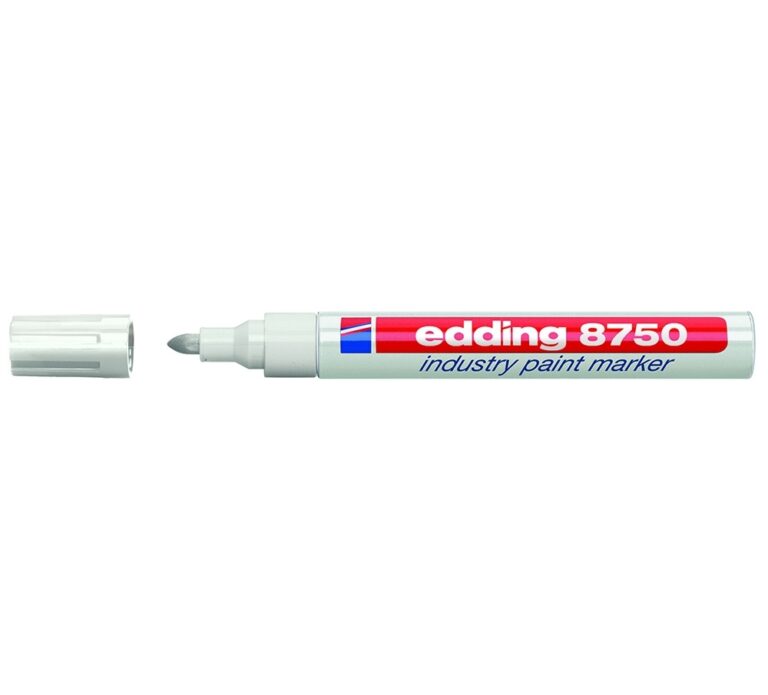 Žymeklis Edding 8750, apvaliu galiuku, 2-4mm, su aliejiniu tušu, baltos spalvos skirtas pramonei