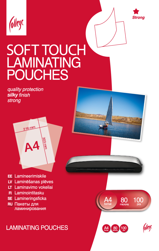 Laminavimo plėvelė „Soft-Touch“ A4 (216x303mm ) 80mic/100 lapų