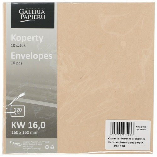 Dekoratyviniai vokai 160×160 mm Nature dark beige 120 g/m2 10 vnt/pak