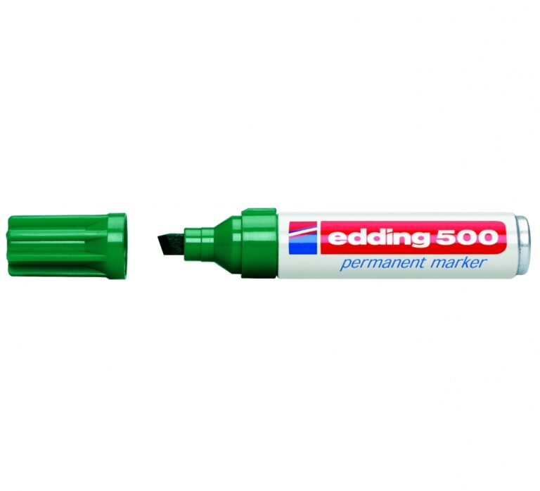 *Permanentinis žymeklis Edding 500, kirstu galiuku, 2-7mm, žalios spalvos