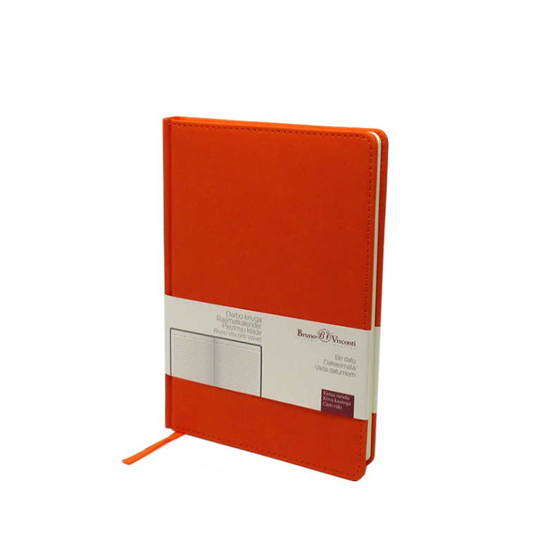 Kalendorius – užrašų knygutė BrunoVisconti Megapolis Velvet, A5, oranžinės spalvos