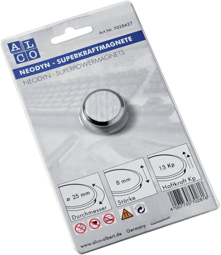 Plokštelinis magnetas ALCO 7028A itin stiprus 25 mm, sidabrinis 1 vnt.