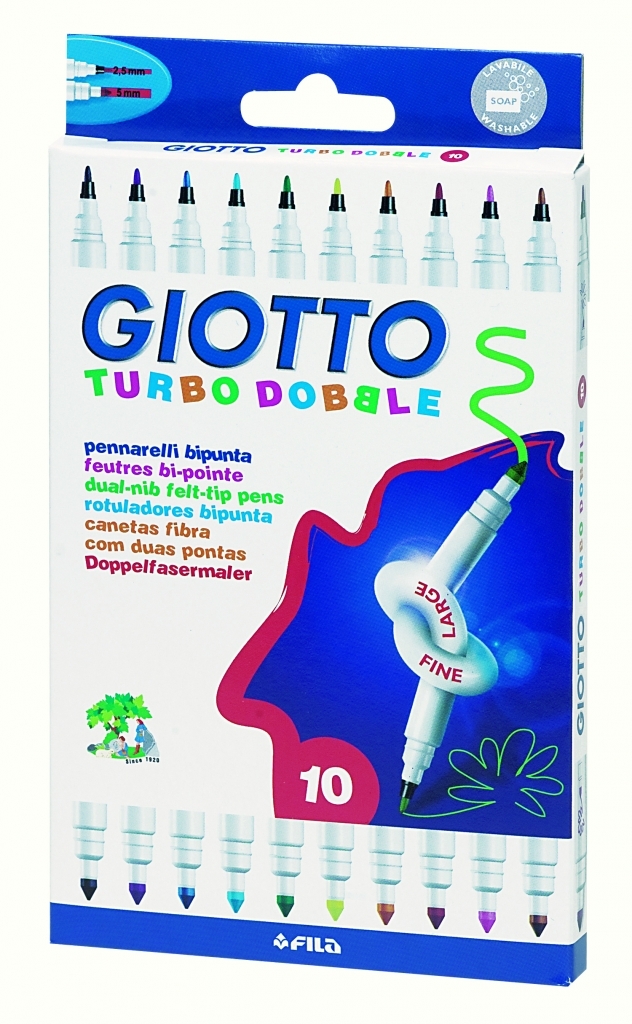 Flomasteriai Fila Giotto Turbo Dobble, dvipusiai, 10 spalvų