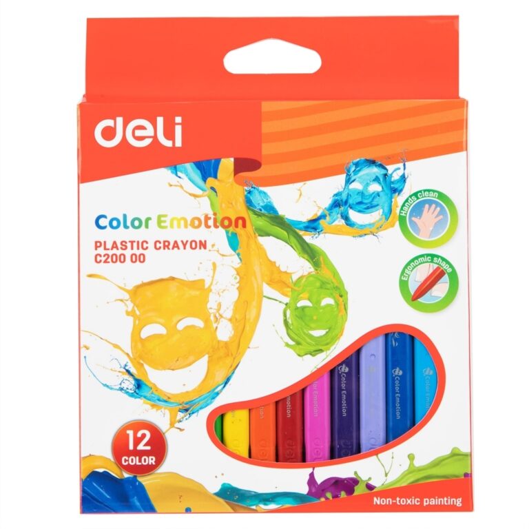 Plastikinės kreidelės DELI EC20000, 12 spalvų