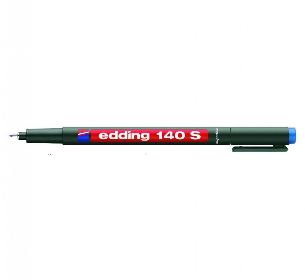 Permanentinis žymeklis-rašiklis Edding 140S OHP, apvaliu galiuku, 0.3mm, mėlynos spalvos