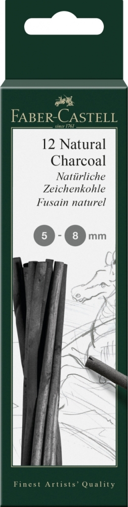 Medžio anglies lazdelė Faber-Castell PITT, 5-8mm, 12vnt