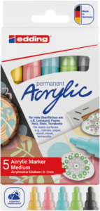 Akriliniai žymekliai edding 5100, pastelinių spalvų, 5 vnt.