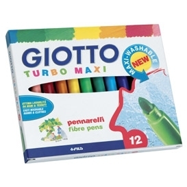 Flomasteriai Fila Giotto Turbo Maxi, vandens pagrindu, 12 spalvų