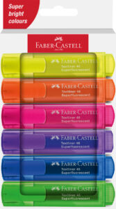 Teksto žymeklių rinkinys Faber-Castell 46, labai ryškių spalvų, 6 spalvos
