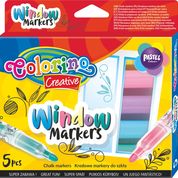 **Flomasteriai piešimui ant stiklo Colorino Kids, apvaliu galiuku, 5 spalvos