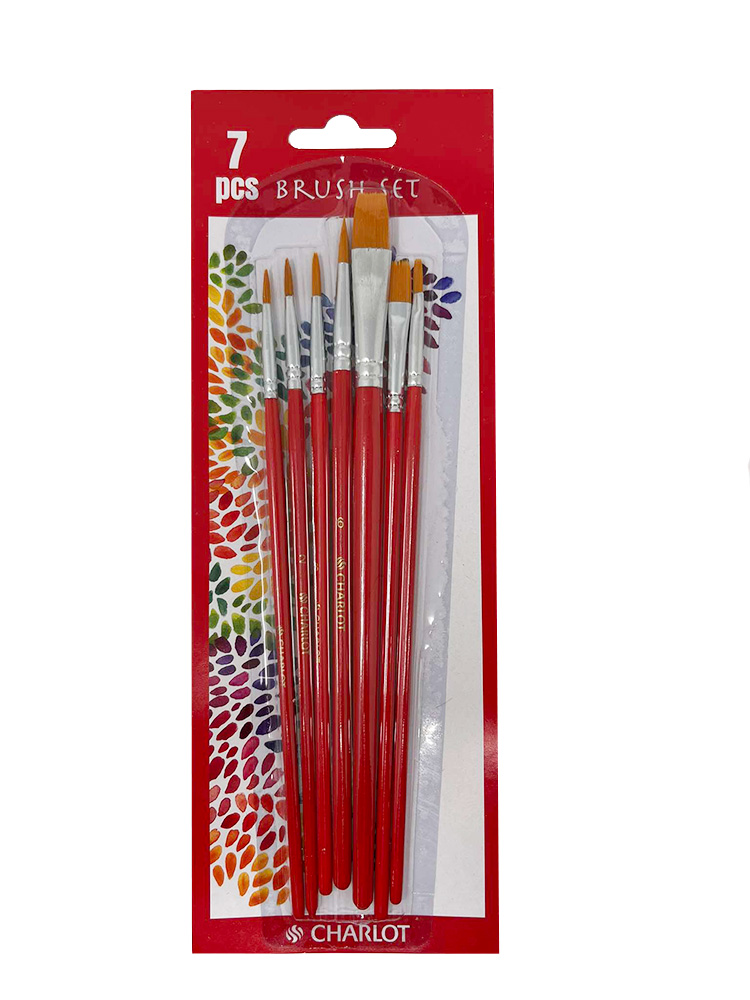 Teptukų rinkinys Charlot 7 vnt (apvalus nr. 1, 2, 3, 6; plokščias Nr. 4, 6, 10) blisteryje