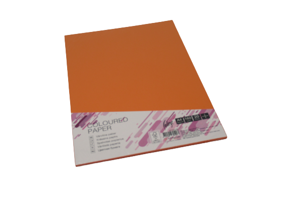 Spalvotas kartonas College A4 20 lapų, 160g/m2, oranžinės spalvos OR43