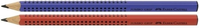 Pieštukas Faber-Castell GRIP Jumbo 2001, B, tribriaunis, padrožtas, mėlynos spalvos korpusas