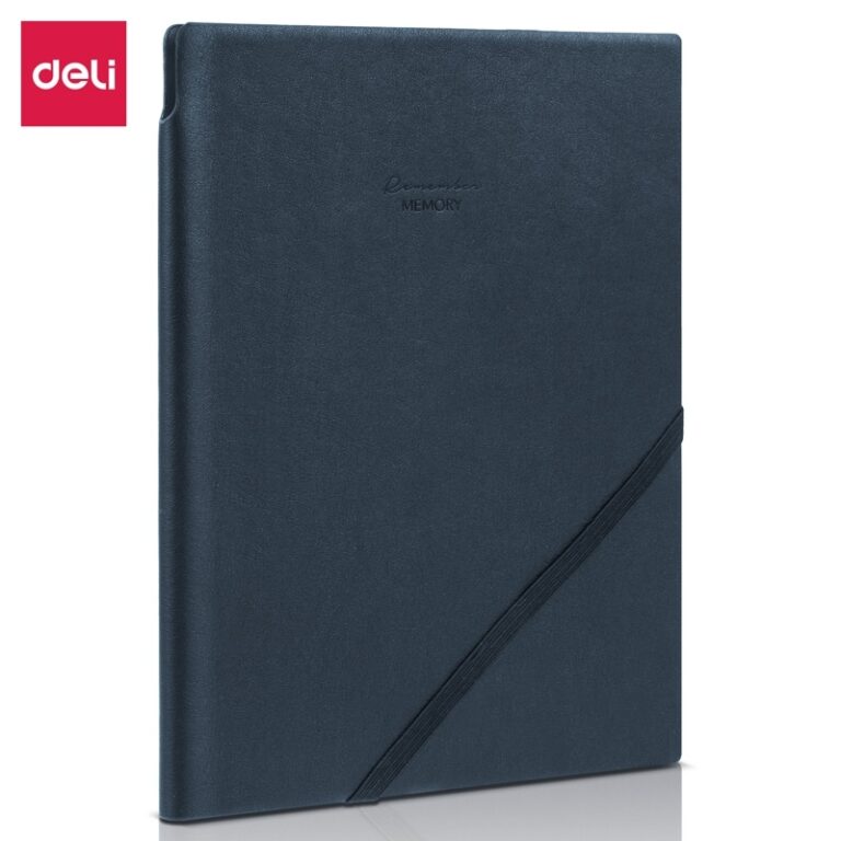 Užrašų knygutė DELI, A5, PU, linija, mėlynos spalvos
