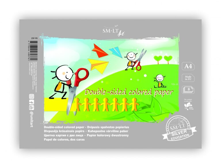 Dvipusis spalvotas popierius, A4, 8 lapai