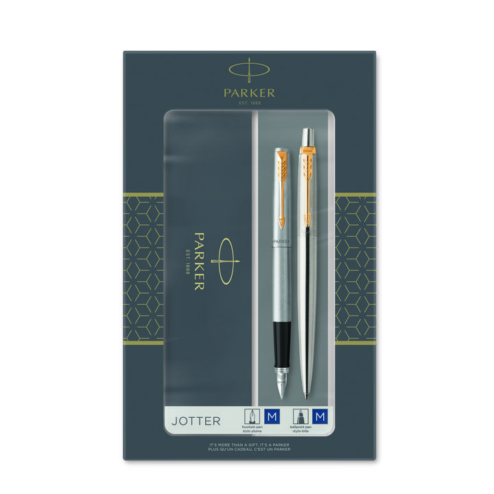 Dovanų rinkinys Parker Jotter Steel GT (plunksnakotis + automatinis rašiklis)