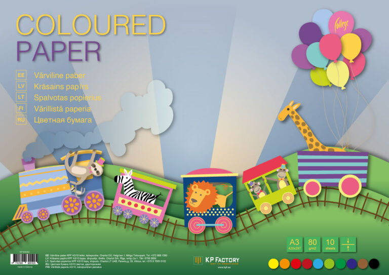 Spalvotas popierius College, dvipusis, A3, 80g, 10 lapų