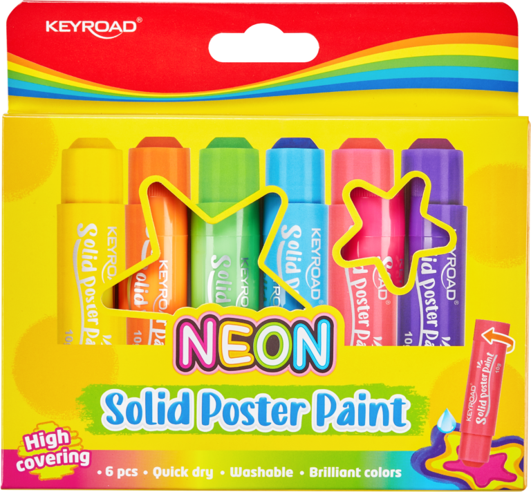 Kietos dažų lazdelės Keyroad, neoninės, 6 spalvos