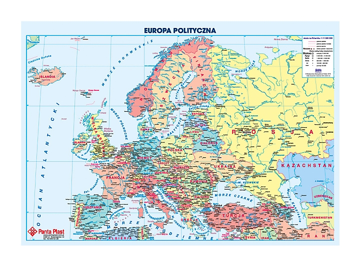 Stalo patiesalas PantaPlast Europos žemėlapis 59.5×36.5cm