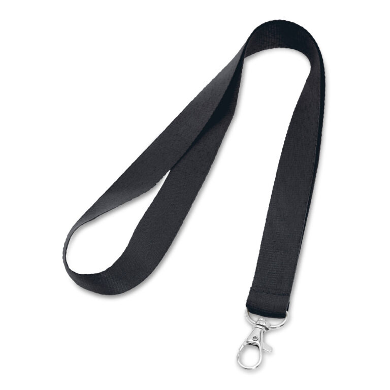 Kaklajuostė vardinei kortelei LARIAT, su karabinu, 20x960mm, juodos spalvos