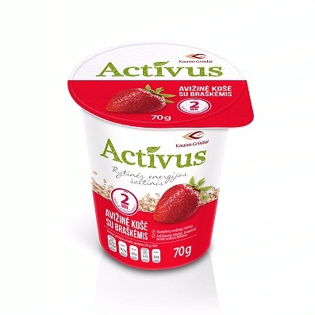 Košė greito paruošimo ACTIVUS avižinė su braškių gabaliukais 60 g