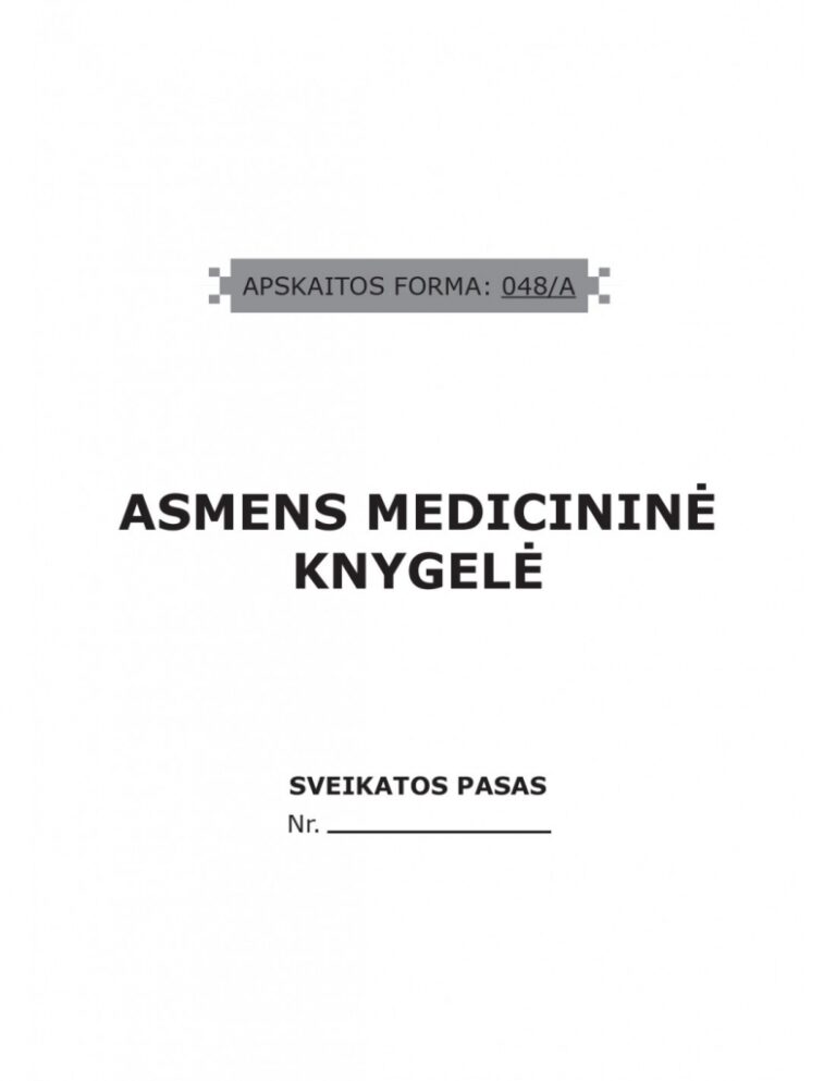 Asmens medicininė knygelė 048/a