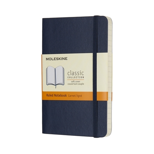 Užrašų knygutė Moleskine Classic 9x14cm, linijomis, minkštu viršeliu, mėlynos spalvos