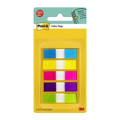 Plastikiniai žymekliai Post-it, 5 spalvos po 20vnt.