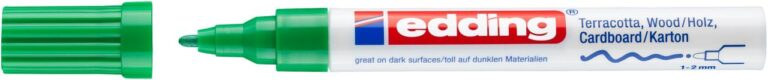 *Žymeklis Edding 4040 lako pagrindu, apvaliu galiuku, 1-2mm, skirtas dekoravimui, matinės žalios spalvos