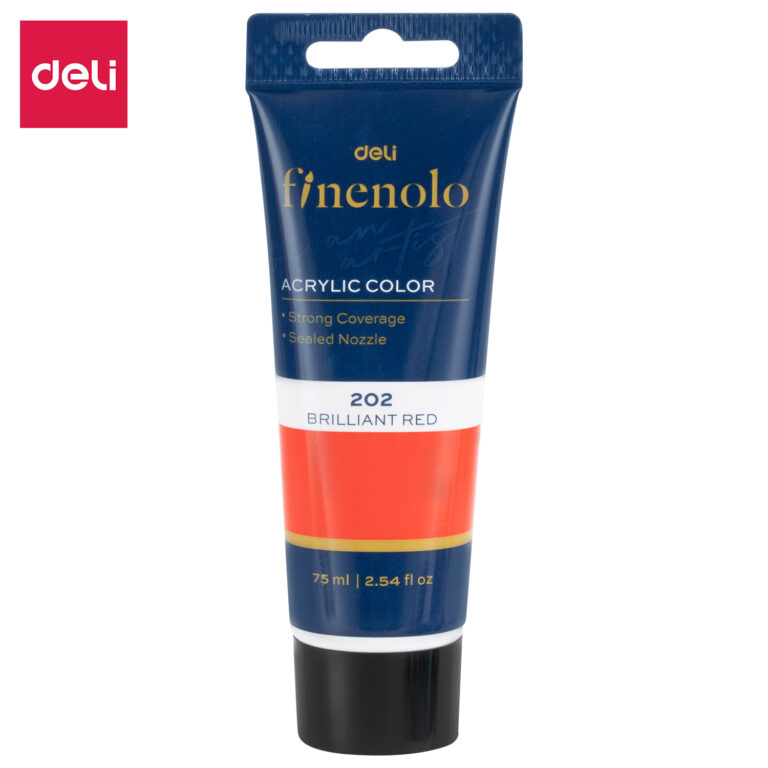 Akriliniai dažai DELI Finenolo 75ml, blizgančios raudonos spalvos