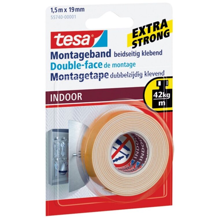 Dvipusė lipni juosta TESA, 19mmx1.5m, vidaus darbams