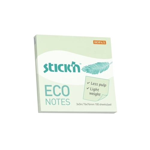 Lipnūs lapeliai StickN, 21748, Eco, 76x76mm, 100 lapelių, žalsvos spalvos