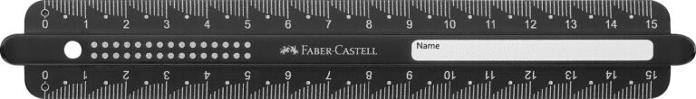 Liniuotė Faber-Castell Dots, 15cm juodos arba mėlynos spalvos