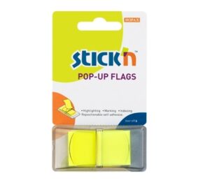 Plastikiniai žymekliai Stick´N 26010, 45x25mm, 50vnt., neoninės geltonos spalvos, blisteryje