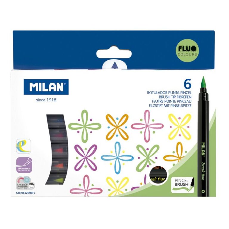 *Flomasteriai 6sp BRUSH FLUO 0612606FL MILAN 12/144