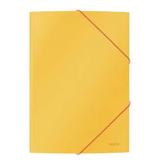 Aplankas dokumentams Leitz Cosy, A4, 3 atvartai, kartoninis, Soft Touch, šiltai geltonos spalvos