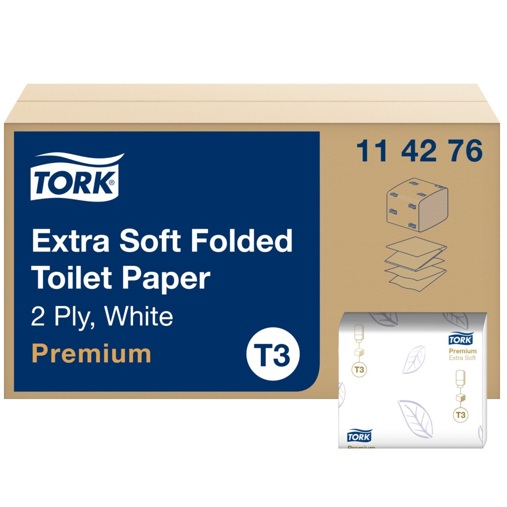 Tualetinis popierius Tork Extra Soft Folded T3, 114276, 2 sluoksniai, 252 lapeliai, baltos spalvos, 1vnt