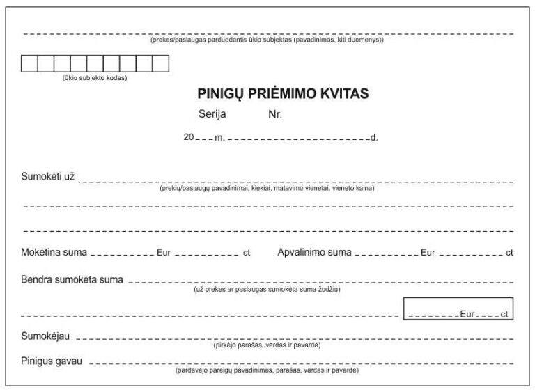 Pinigų priėmimo kvitai be numeracijos, A6, SC, 50 komplektų