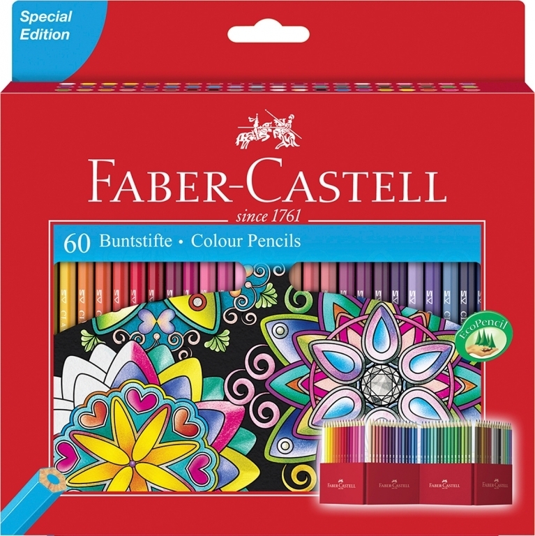 Spalvoti pieštukai Faber-Castell Castle, 60 spalvų
