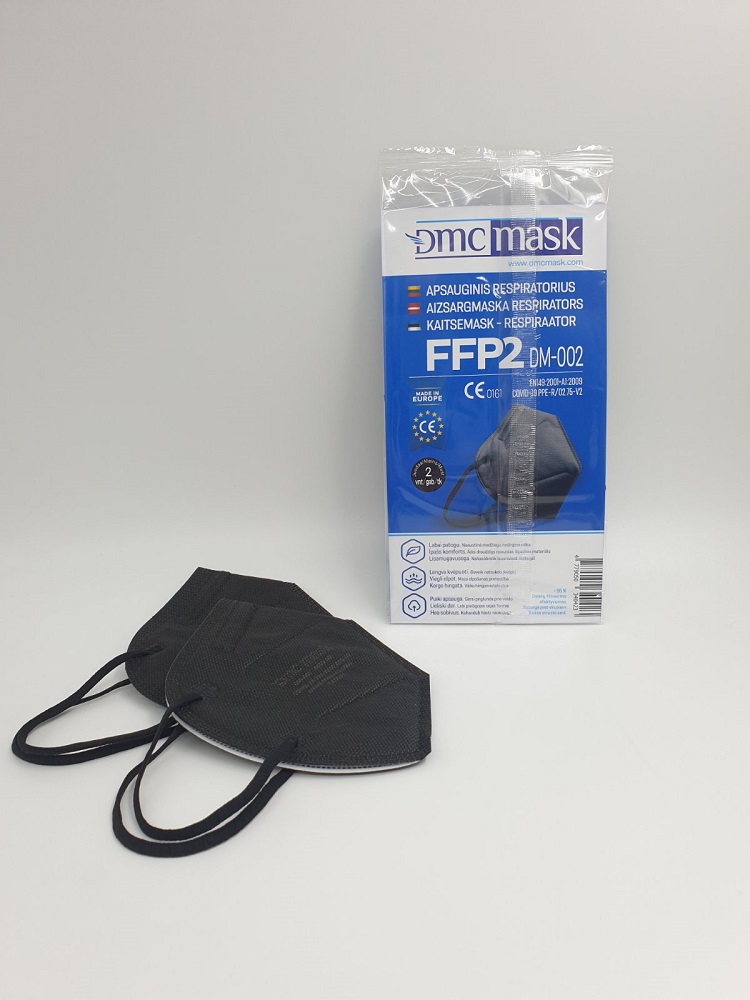 Respiratoriai KN95 FFP2 DM-002, 2 vnt, juodos spalvos