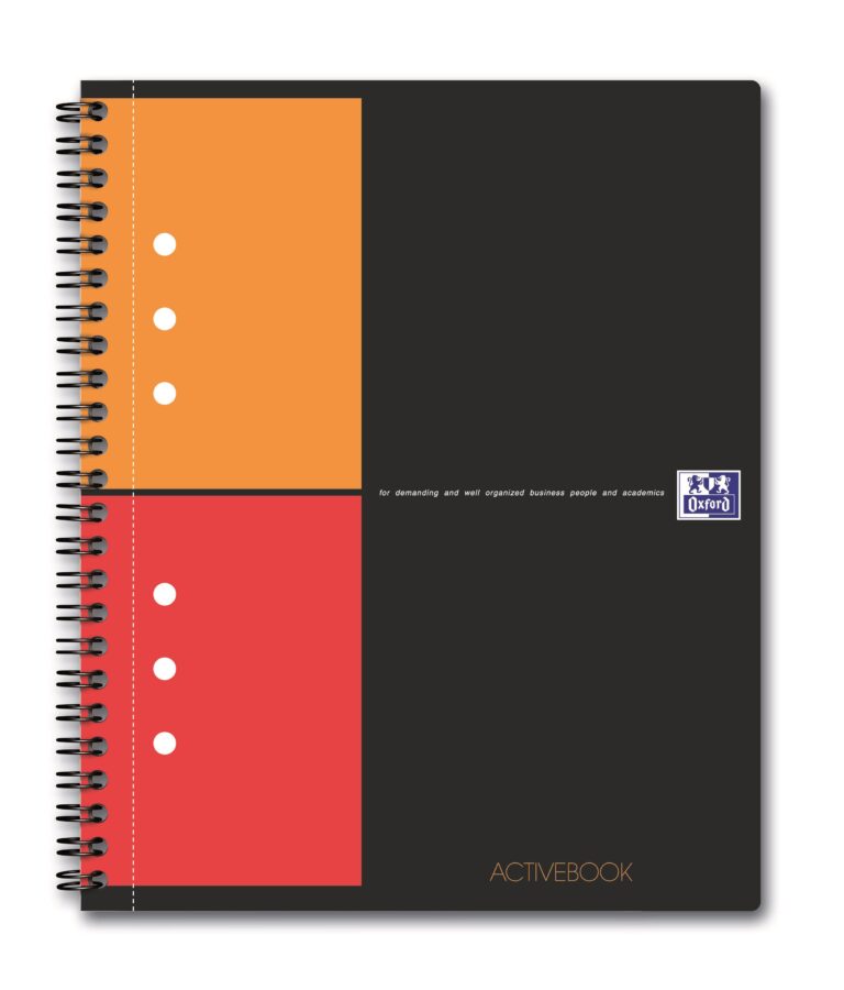 Sąsiuvinis Oxford Activebook, A5+, 80 lapų, su spirale, perforacija ir skirtuku, langeliais