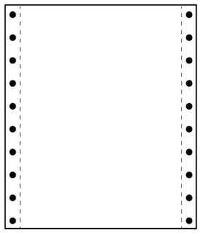 Perforuotas popierius adatiniams spausdintuvams, A4, 1+0 sluoksnių skaičius, 15-210-15×12, baltas, 1800 komplektų, 60g.