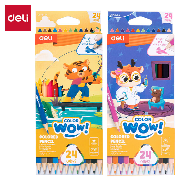 Spalvoti pieštukai DELI ColorWow tribriauniai, 24 spalvų