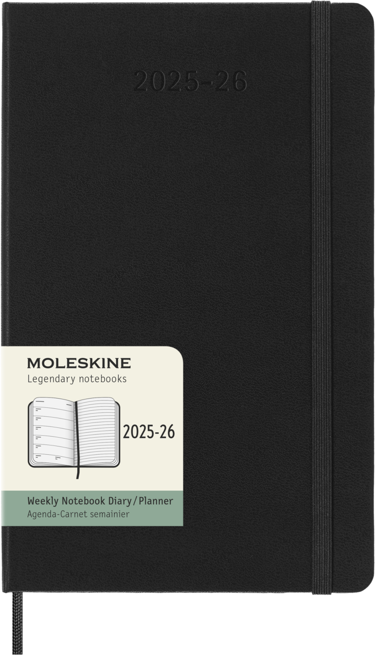 Kalendorius-užrašų knygelė Moleskine,18 mėn., 2025/26, 13×21 cm, savaitinis, kietas viršelis, juodas