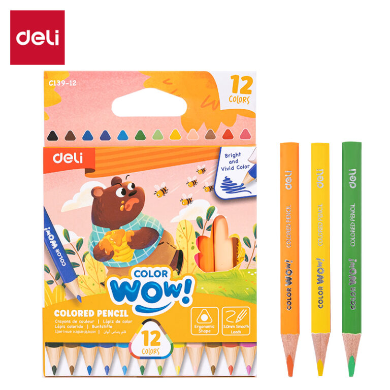 Spalvoti pieštukai DELI ColorWow tribriauniai, 12 spalvų
