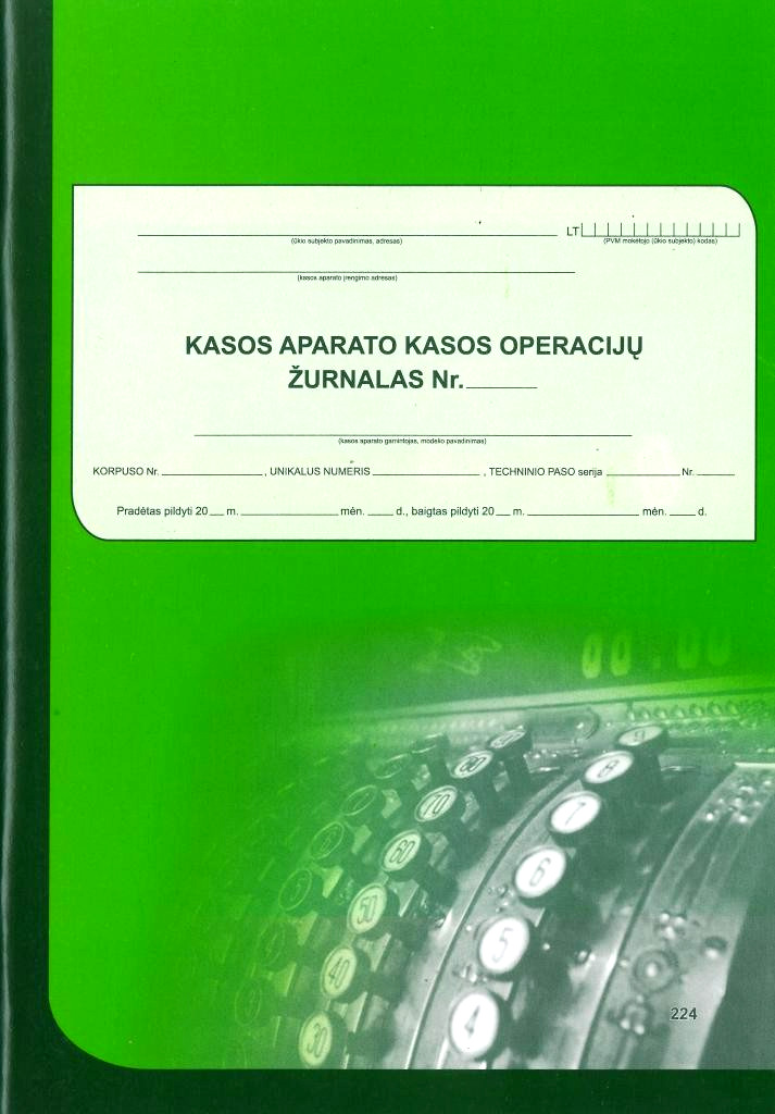 Kasos operacijų žurnalas, A4, vertikalus