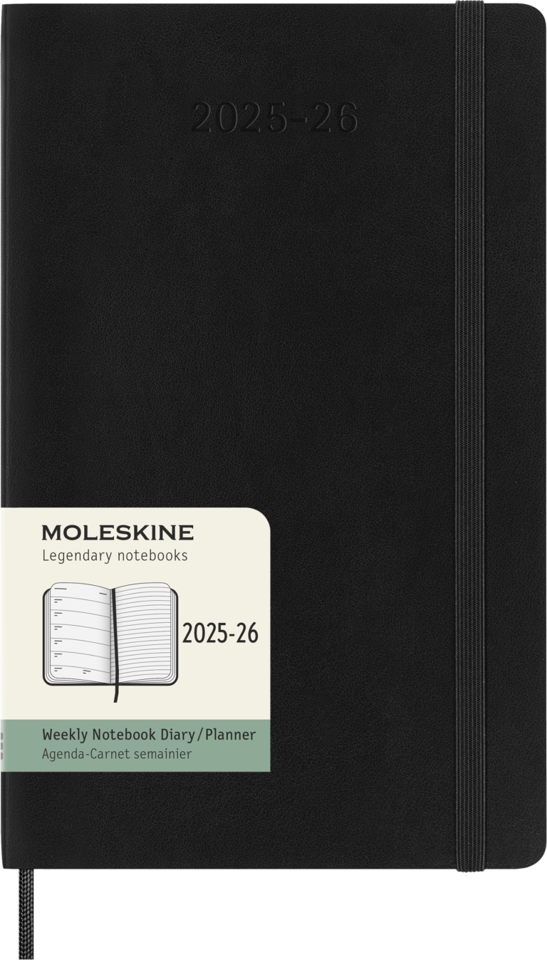 Kalendorius-užrašų knygelė Moleskine 18 mėnesių 2025/26 13x21cm, savaitės, minkštas viršelis, juoda spalva